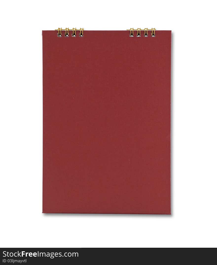 Red notebook isolated in white background