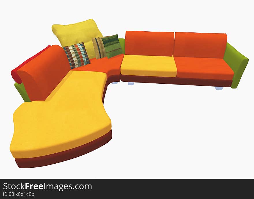 Isolated 3d sofa on white