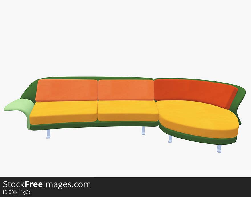 Isolated 3d sofa on white