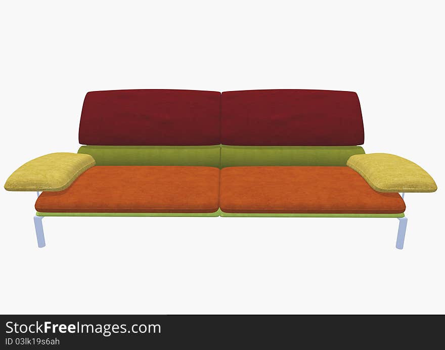 Isolated 3d sofa on white