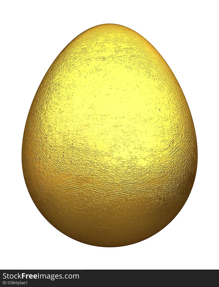 Egg in golden foil on white background. Egg in golden foil on white background