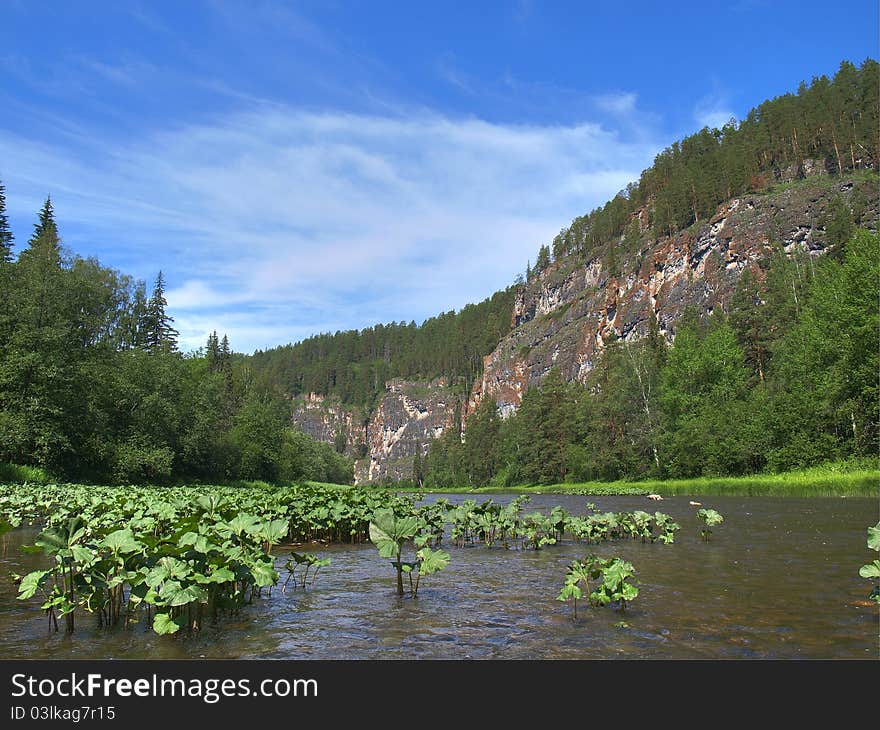 Ural mountains and river Inzer. Ural mountains and river Inzer.