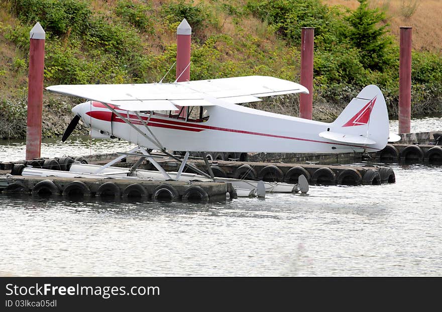 Seaplane Parked At The Dock.