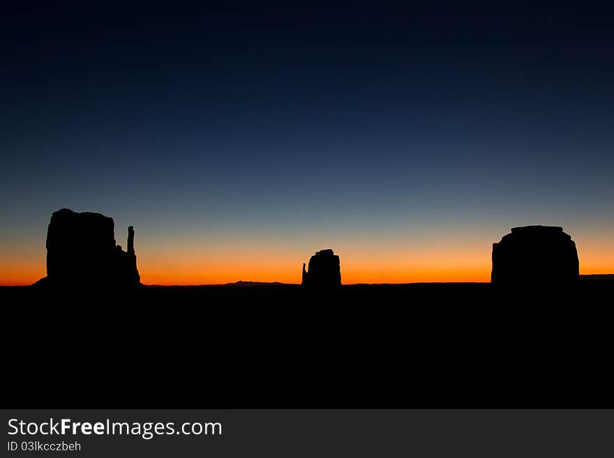 The three mittens in the morning light in Monument Valley