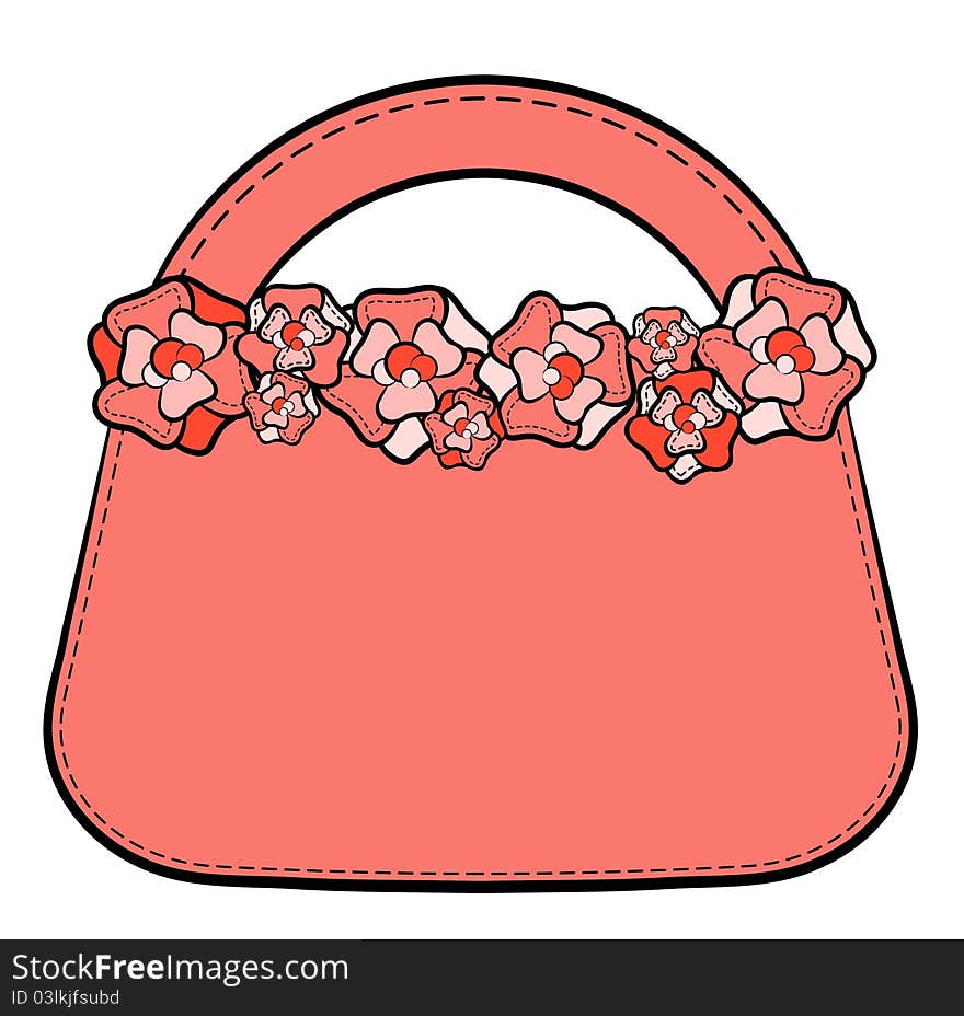 Cartoon woman's bag. illustration for a design