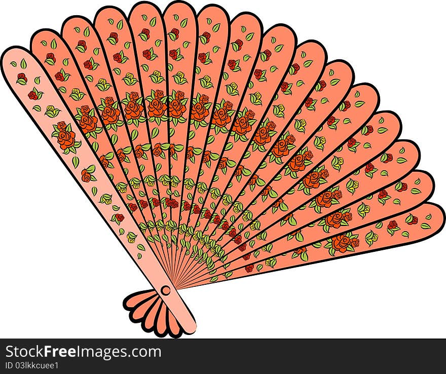 Cartoon Vintage Woman S Fan.