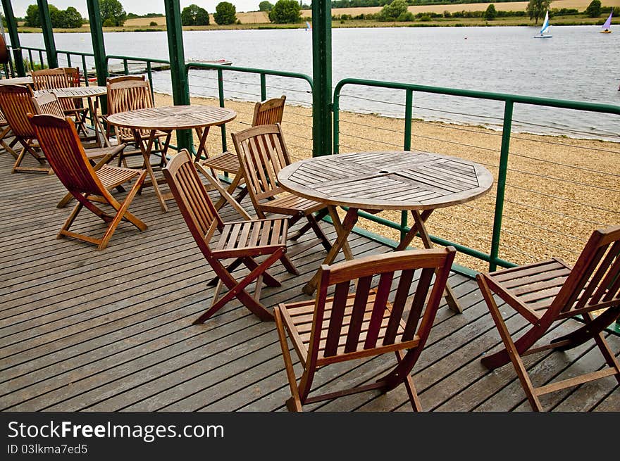 Cafe by a lake in the summer. Cafe by a lake in the summer