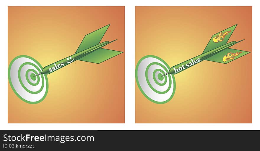 A set of two conceptual illustration of successful sales. A set of two conceptual illustration of successful sales