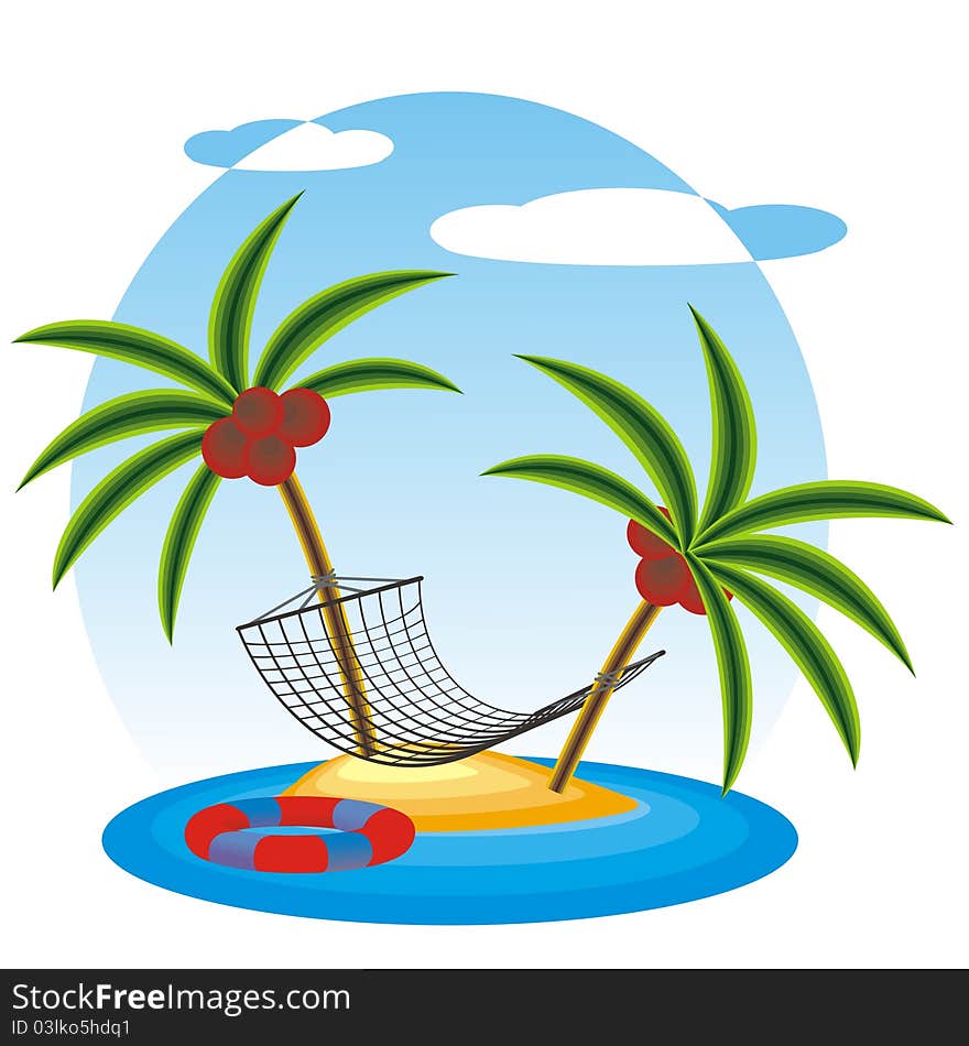 Summer island with palms and beach. Summer island with palms and beach