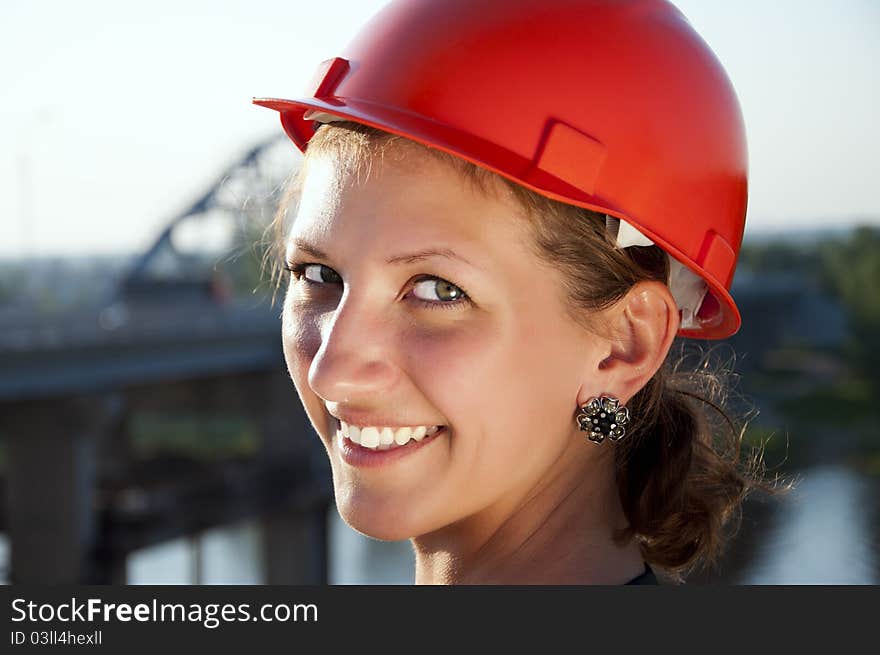 Young Architect-woman Wearing A Protective Helmet