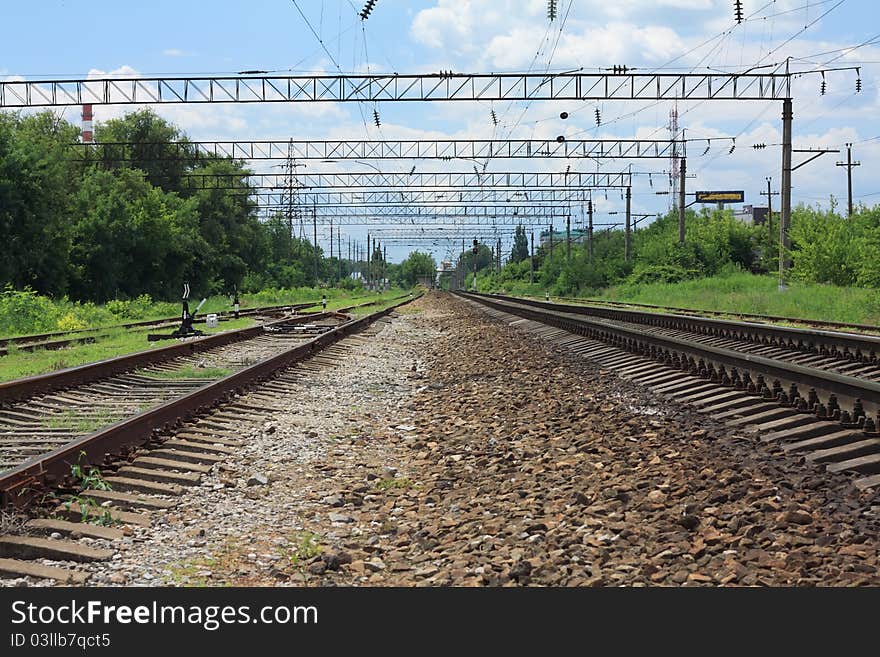 Railroad tracks stretching into the distance