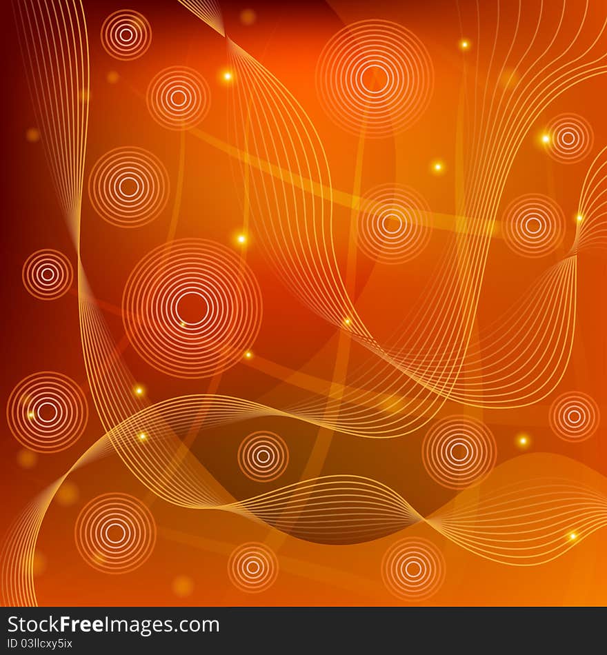 Abstract pattern, circle and curves on the red and orange background. Abstract pattern, circle and curves on the red and orange background