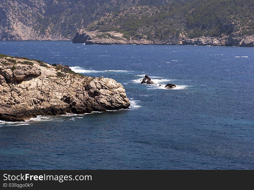 Windy rocky coastline