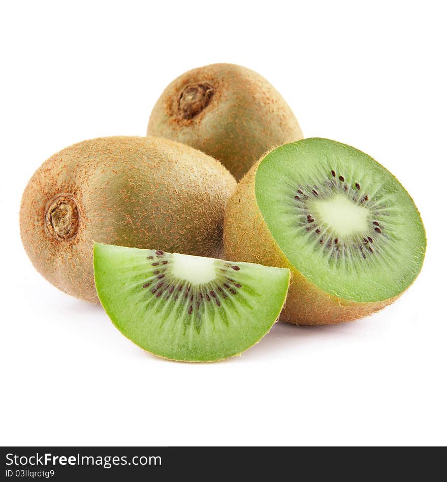 Half kiwi fruit isolated on white background