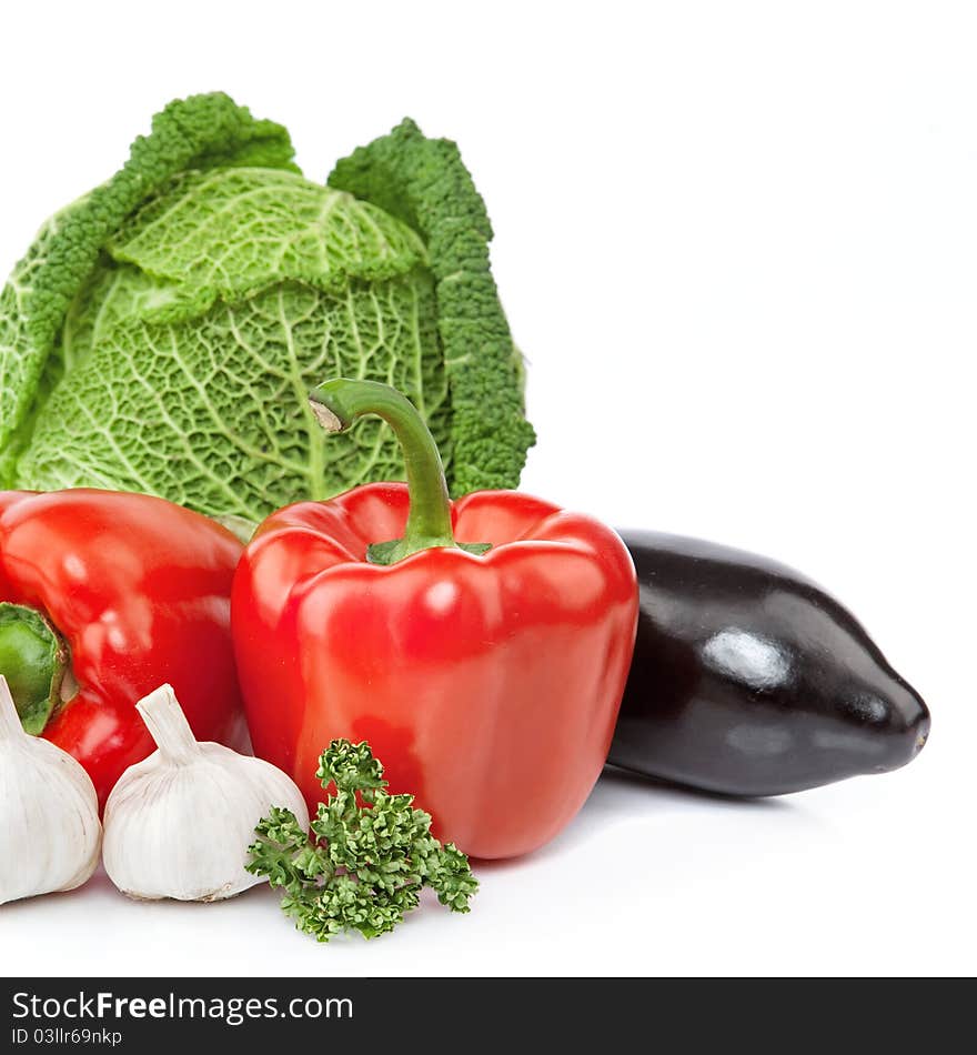 Fresh vegetables, isolated on white background