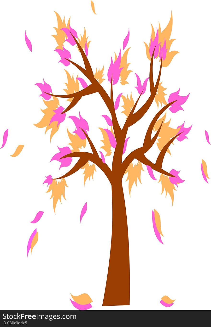 Vector The Sakura tree is  seasoning autumn