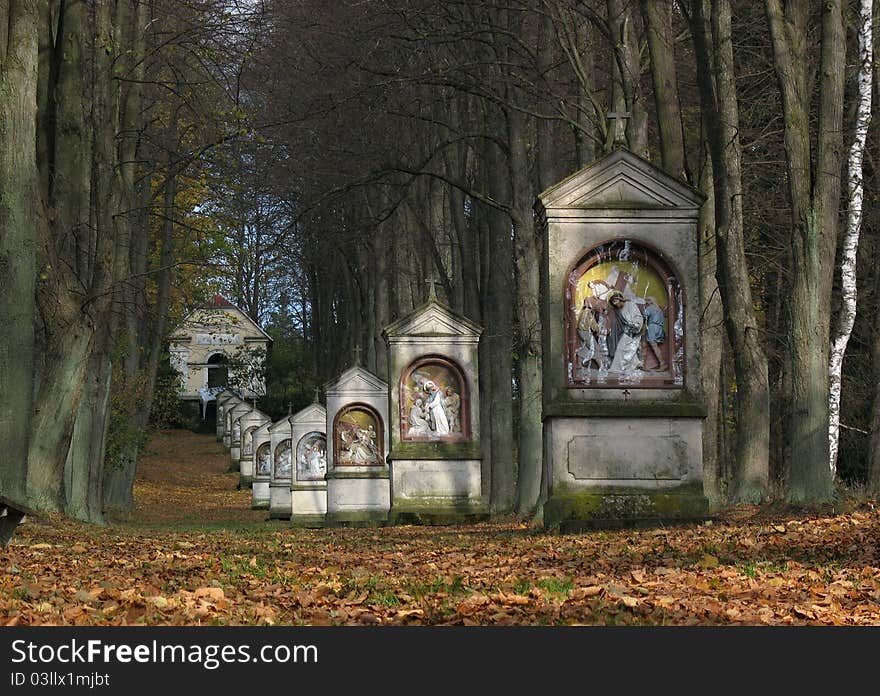 Way of the Cross near Cvikov town, Czech Republic,. Way of the Cross near Cvikov town, Czech Republic,