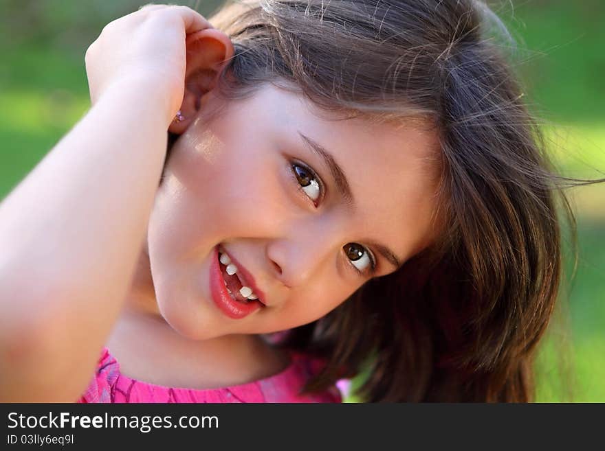 Close up of adorable little girl looking. Close up of adorable little girl looking