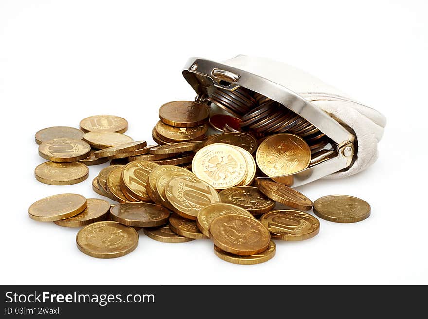 Open purse with gold coins