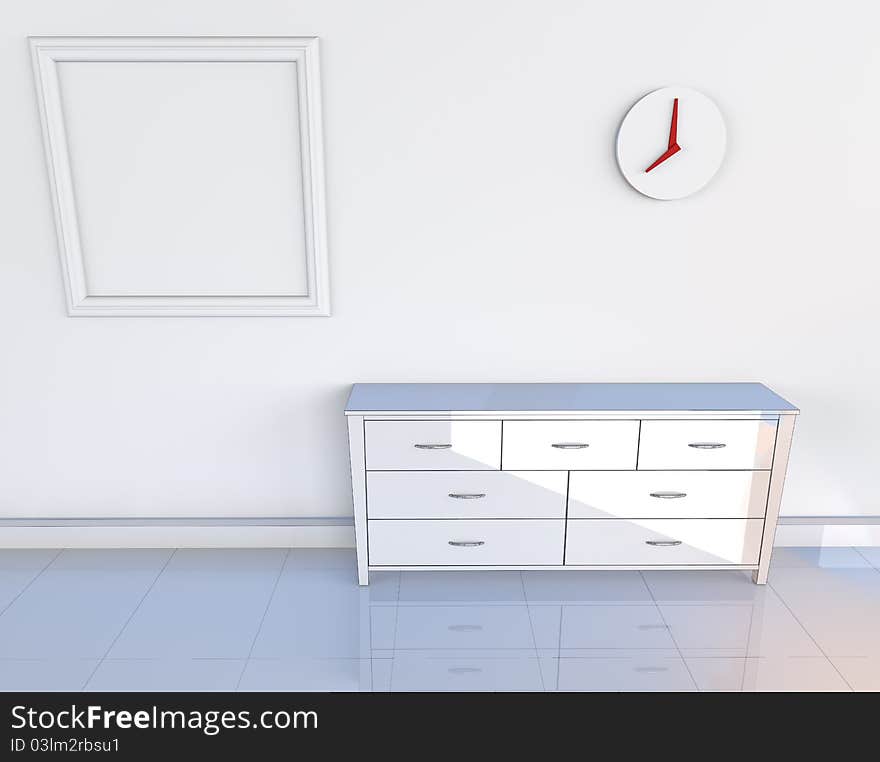 White room with red time