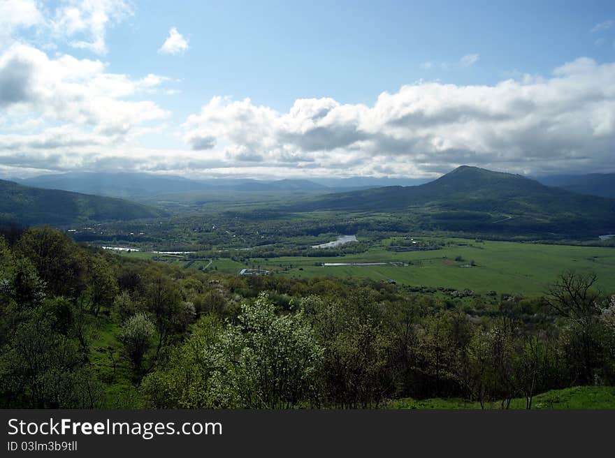 mountain landscape sun day Caucasus. mountain landscape sun day Caucasus