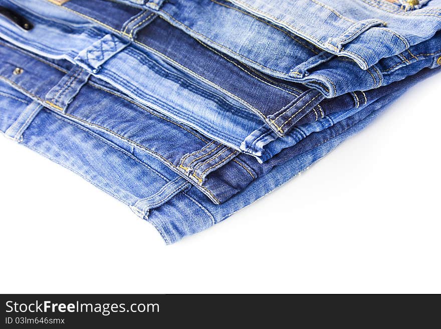 Blue Jeans isolated on white background with copy space for your text