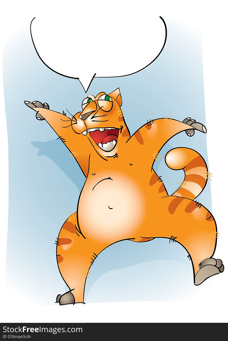 An excited fat red cat. An excited fat red cat