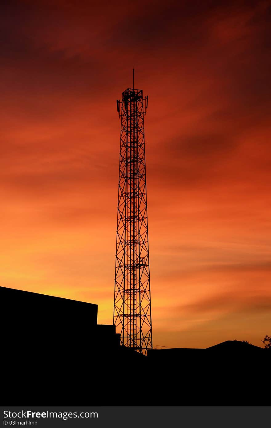 Large transmission towers in the city. Large transmission towers in the city.