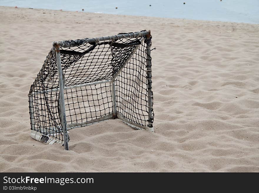 Soccer Goal on the Beach. Soccer Goal on the Beach.