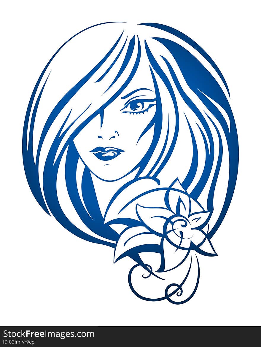 Beautiful fashion woman face with flowers illustration. Beautiful fashion woman face with flowers illustration