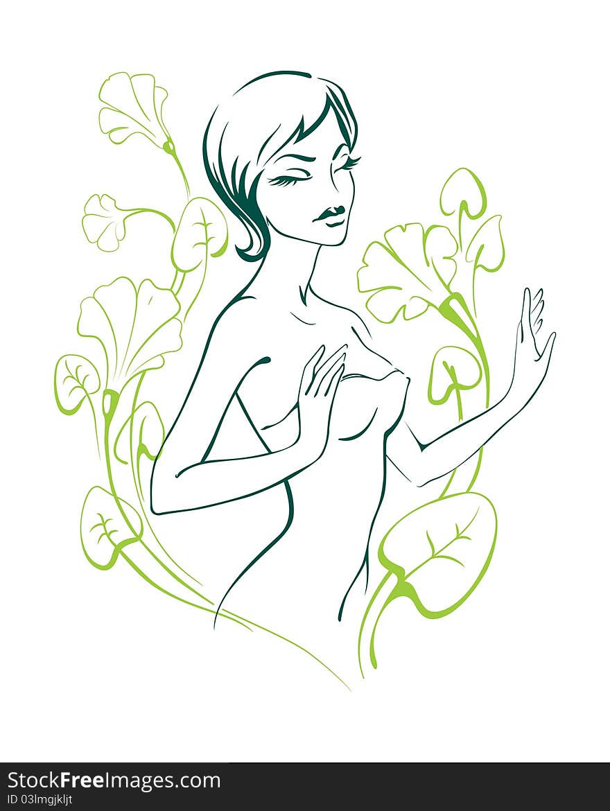 Beautiful fashion woman with flowers illustration. Beautiful fashion woman with flowers illustration