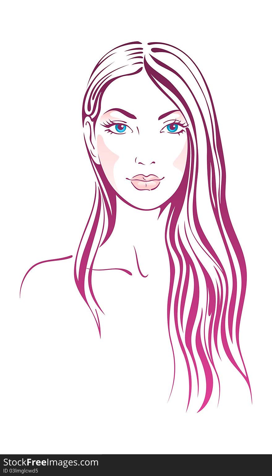 Beautiful fashion woman face with hairs illustration