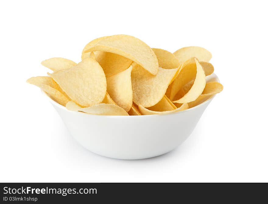 Potato chips isolated on white