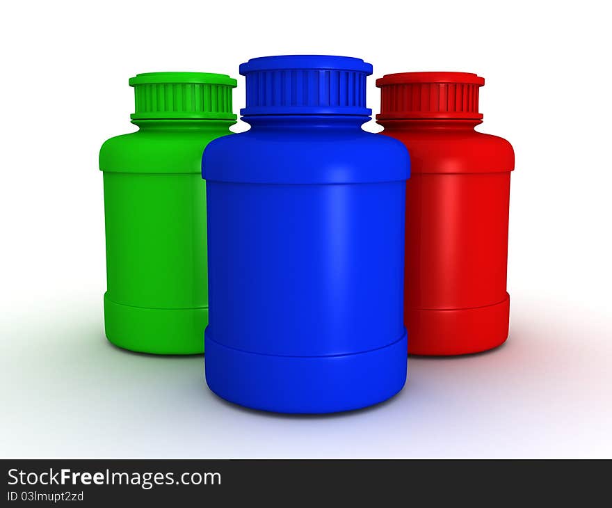 Cans of paint on a white background isolated