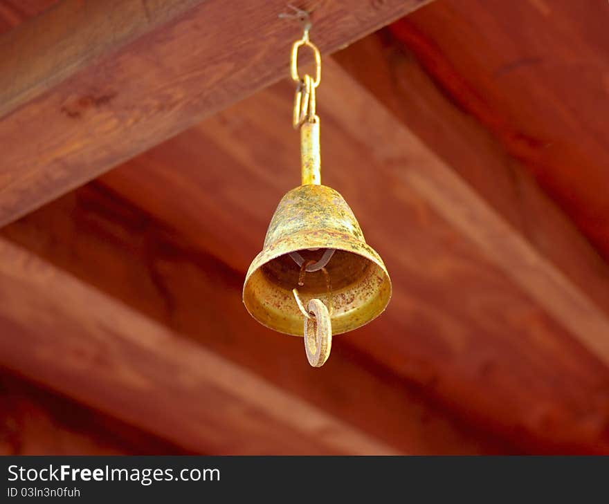 Old bronze ship's bell in a sea museum. Old bronze ship's bell in a sea museum