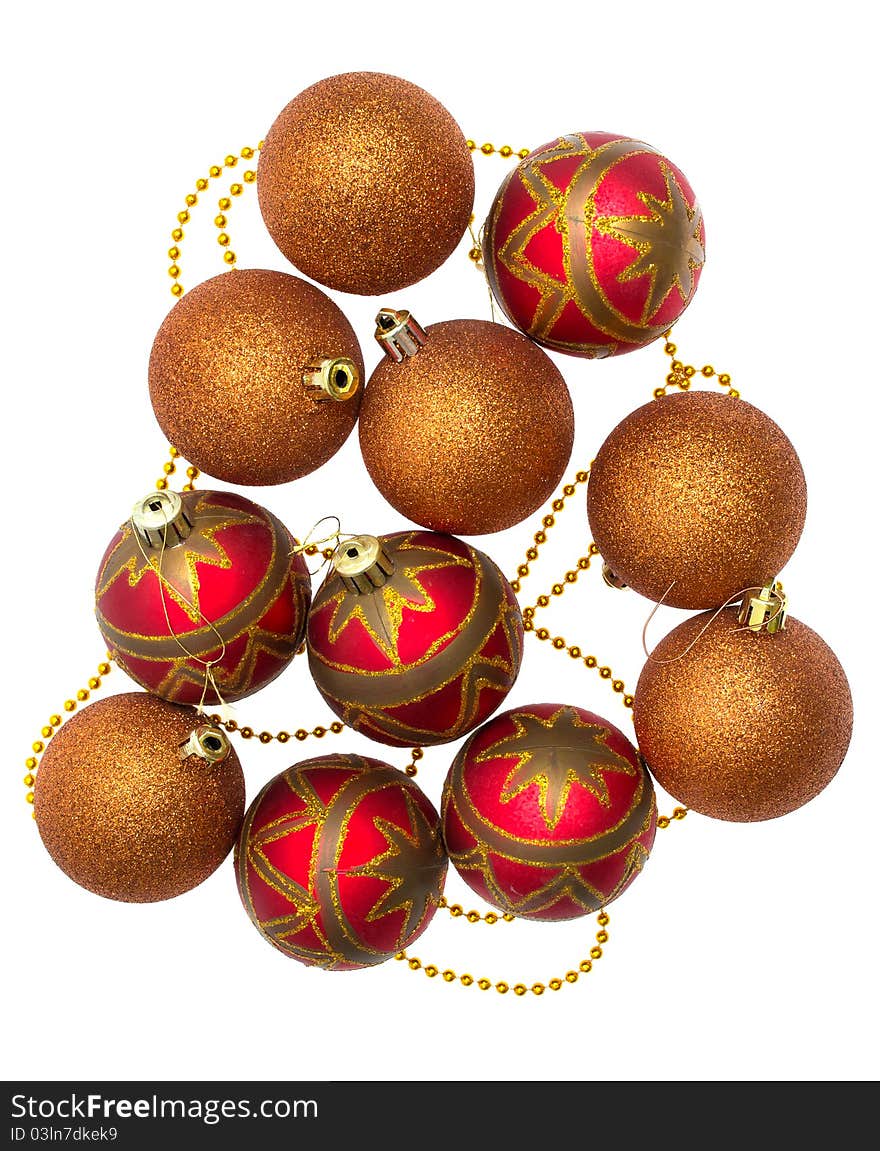 Gold and red Christmas balls