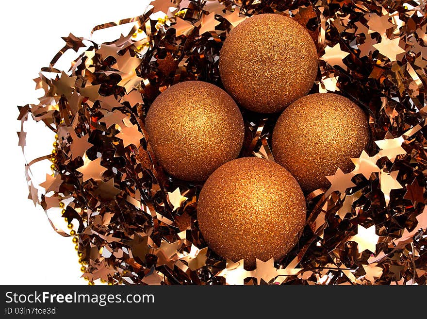 Christmas balls on the white background