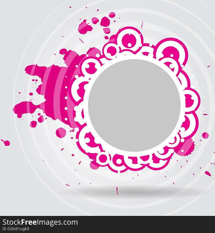 Abstract splatter circular background on grey. Abstract splatter circular background on grey