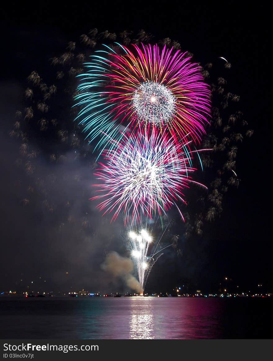 4th of july fireworks shot on the shore of big bear lake,california. 4th of july fireworks shot on the shore of big bear lake,california.