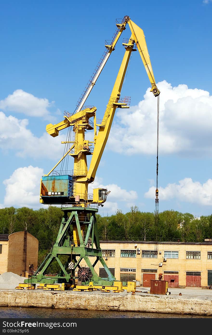 Working crane. North river port. Moscow.