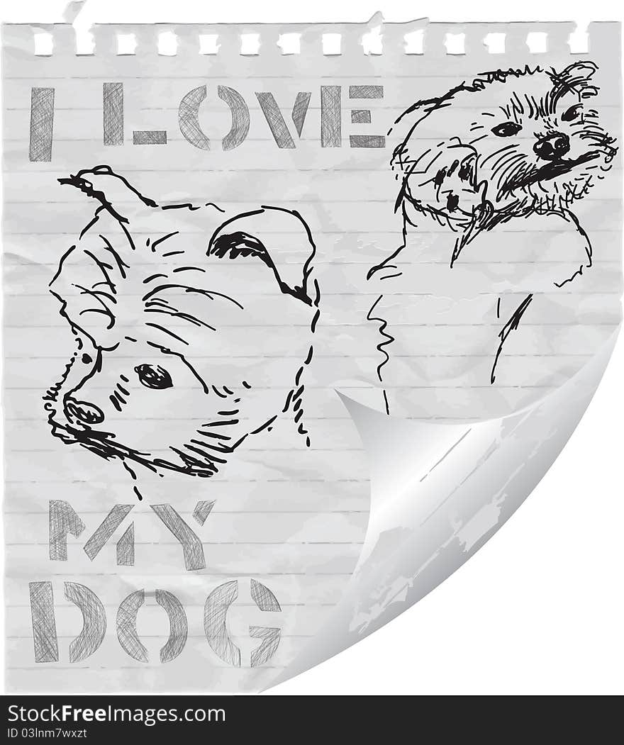 Hand drawing illustration - i love my dog