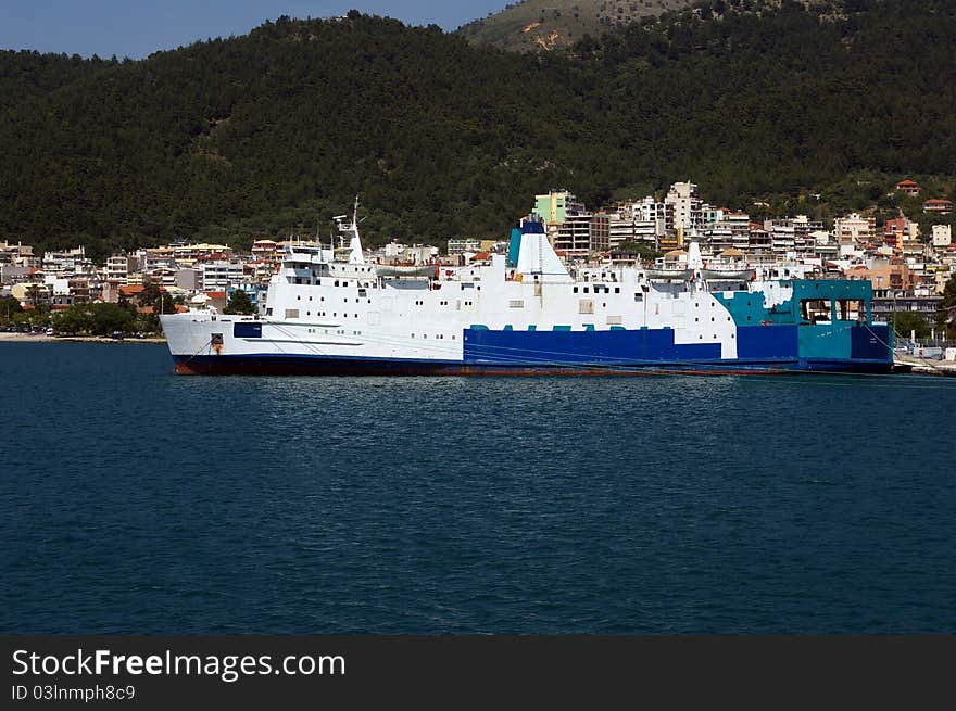 Ship At Wharf Of Igoumenitsa.