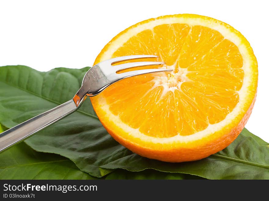 Cut orange with a plug