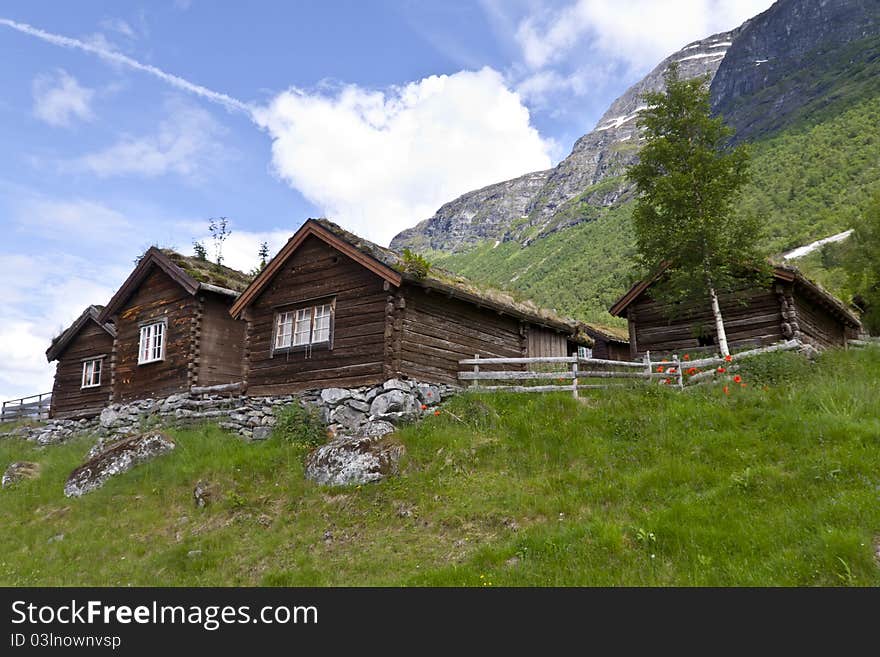 Ancient fisherman's wooden huts, Sognefjord region, west Norway. Ancient fisherman's wooden huts, Sognefjord region, west Norway