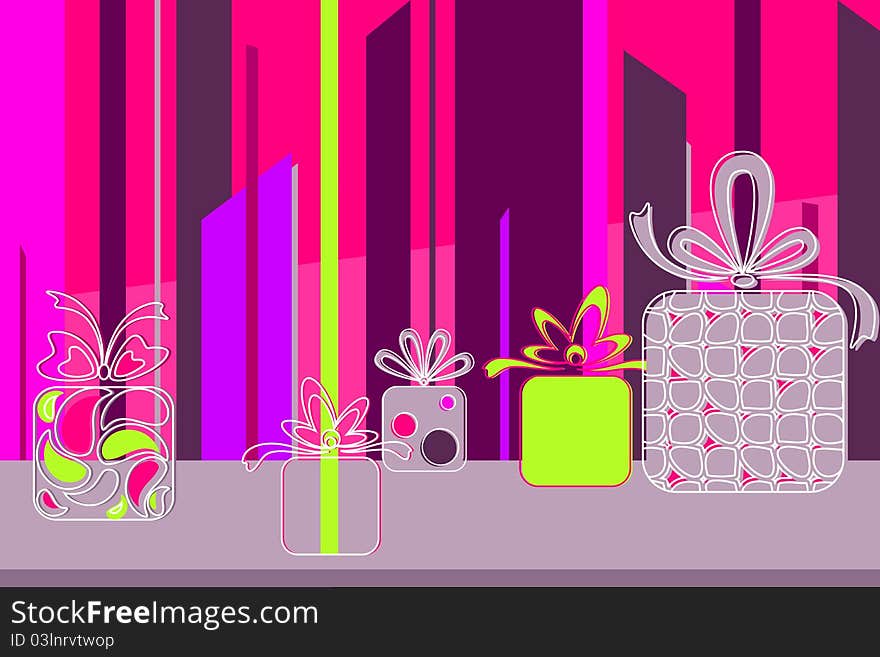 Gift on Colorful Background