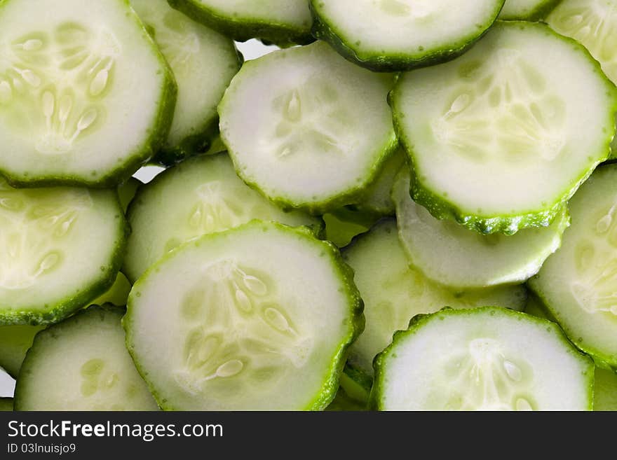 Cut across and the cucumbers combined together. Cut across and the cucumbers combined together