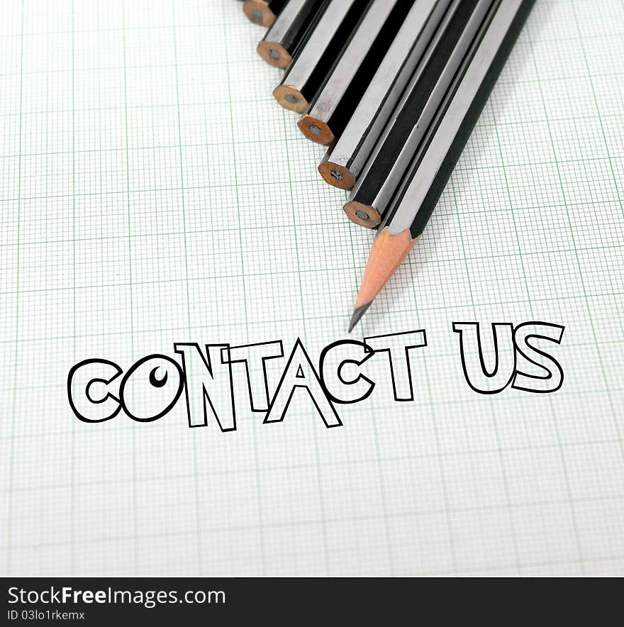 Multiple pencil with contact us on graph paper. Multiple pencil with contact us on graph paper