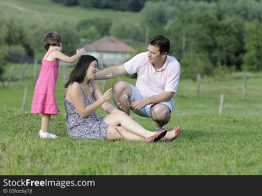 White family relaxing in nature