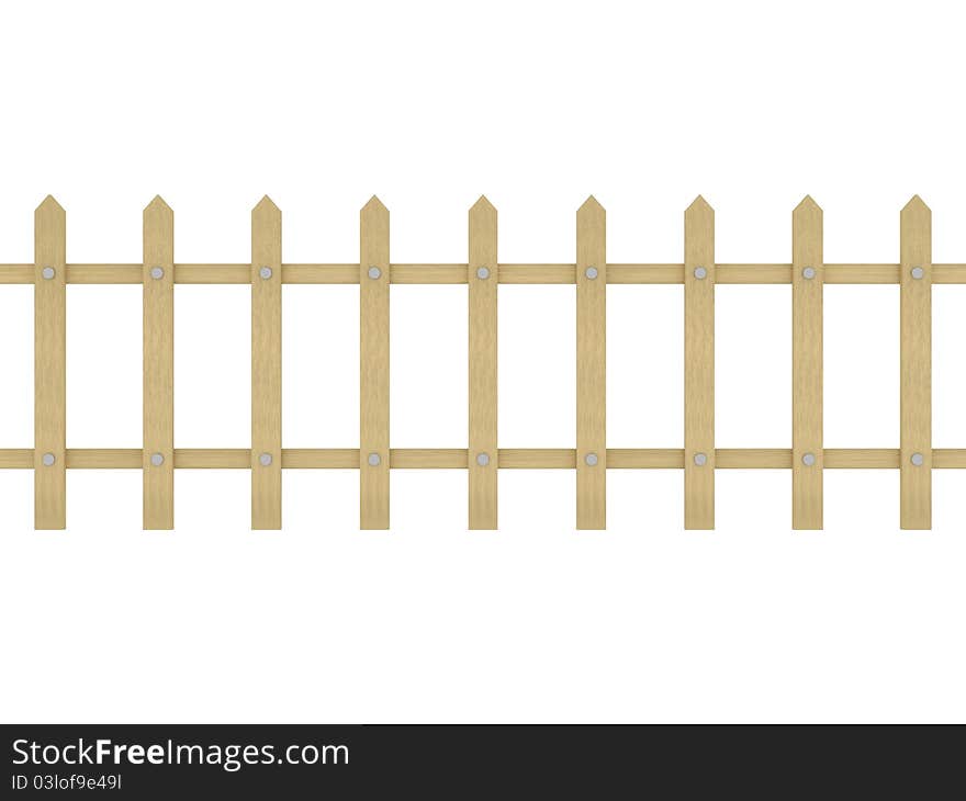 A wooden fence isolated on white background