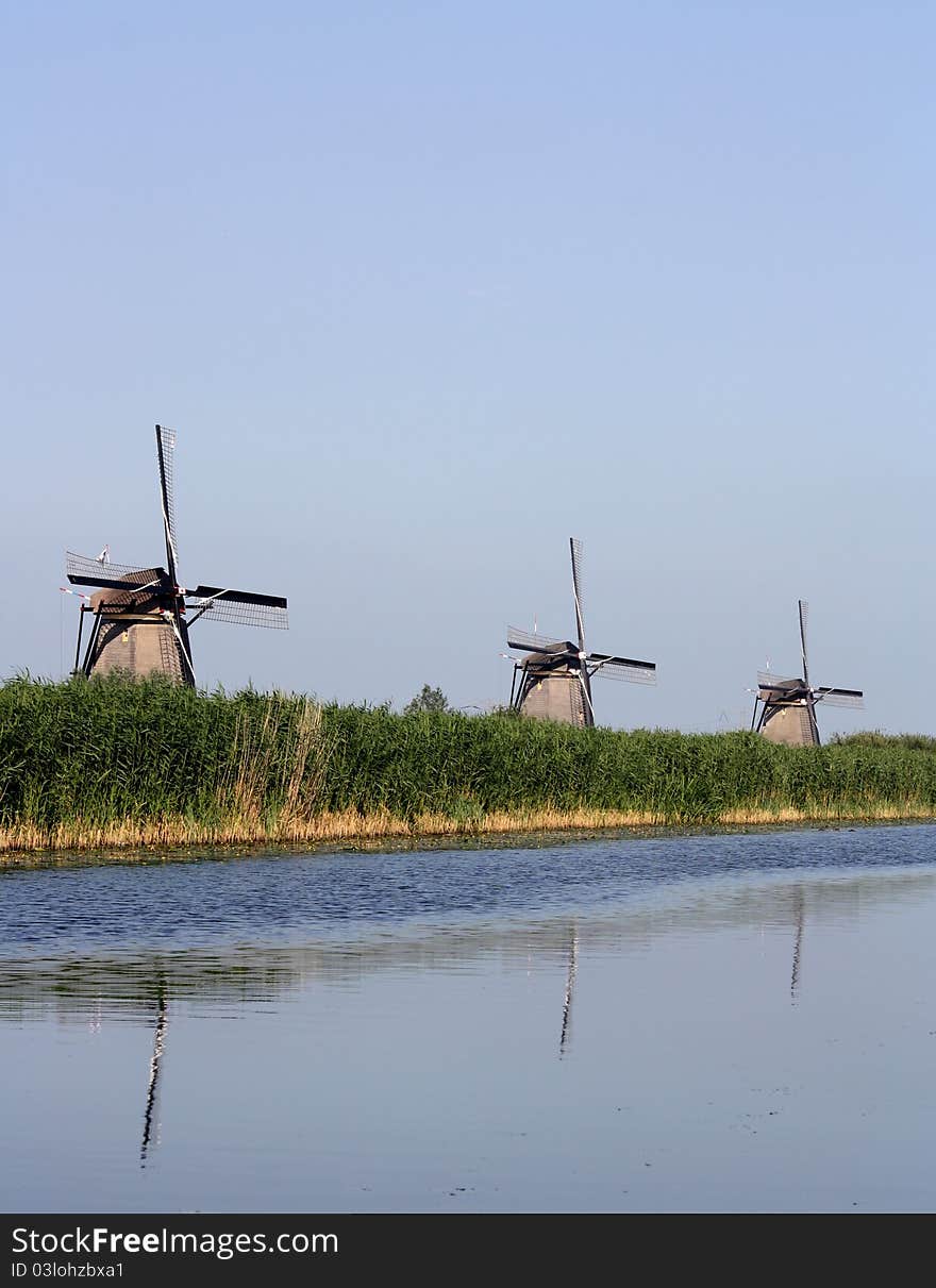 The famous windmills from kinderdijk, part of the world heritage area, the netherlands. The famous windmills from kinderdijk, part of the world heritage area, the netherlands